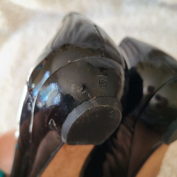 Stuart Weitzman Patent Peep-toe Buckle Flats - Picture 7 of 10